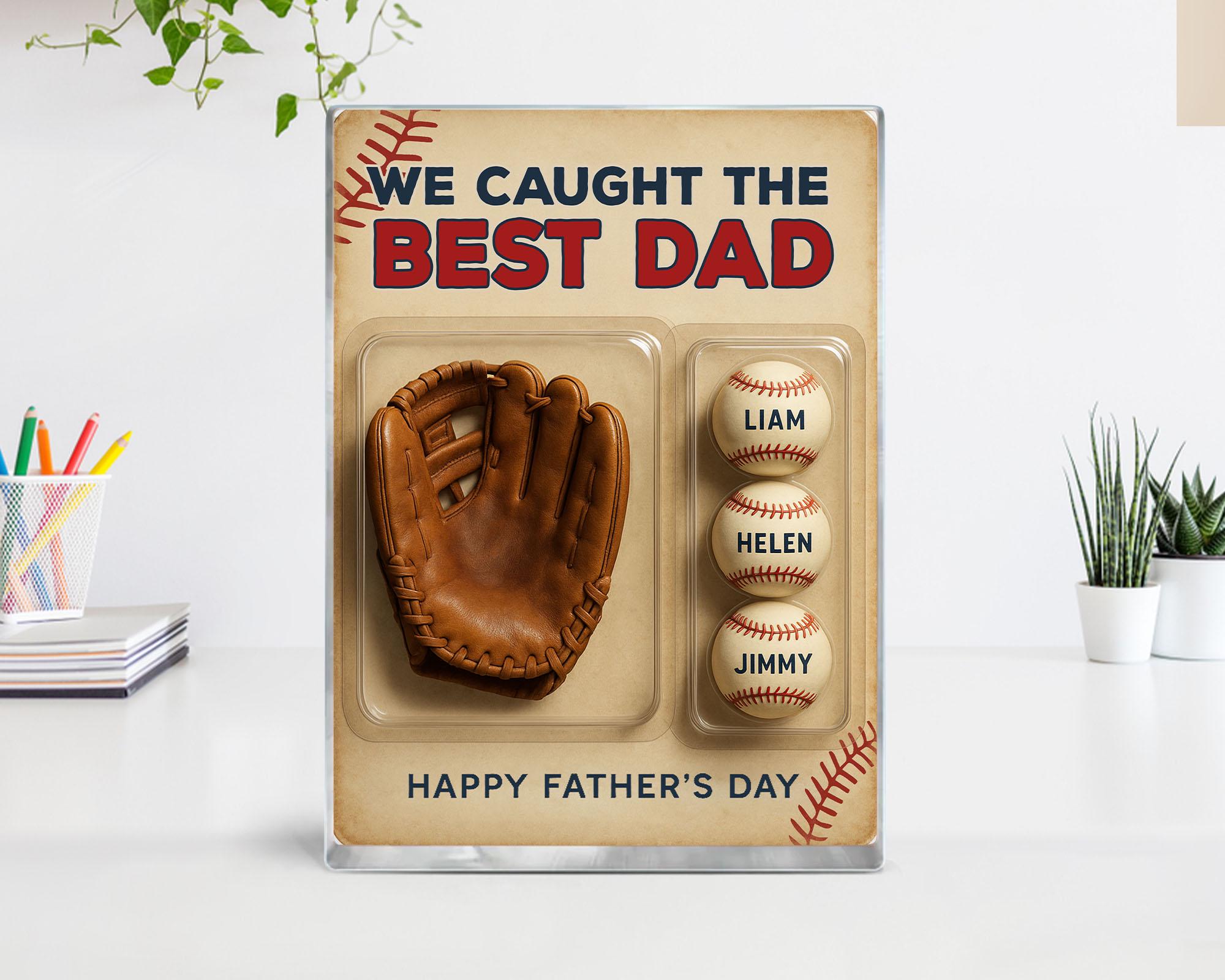 Fathers Day Gift For Dad, Baseball Gift, We Caught The Best Dad Baseball Gift, Custom Dad Gifts, Baseball Glove Toy Box, Gift For Husband