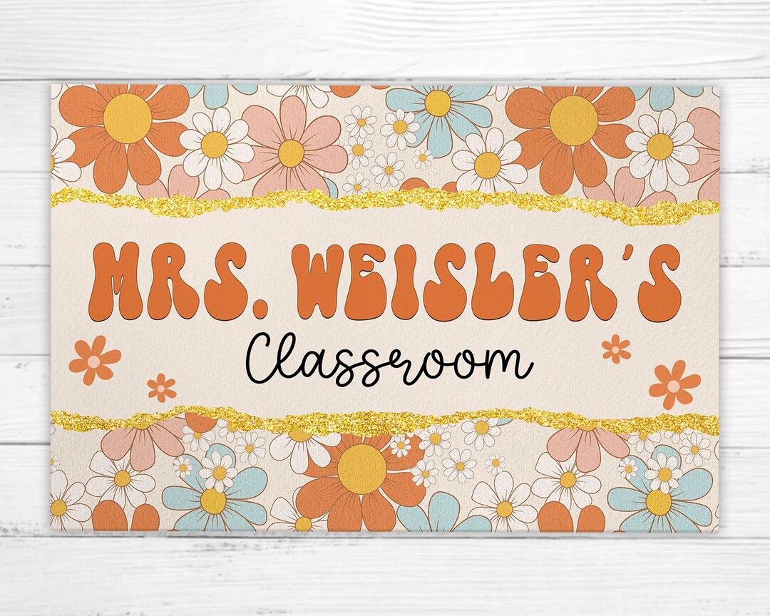 Custom Classroom Doormat Personalized Teacher Gifts Groovy Etsy
