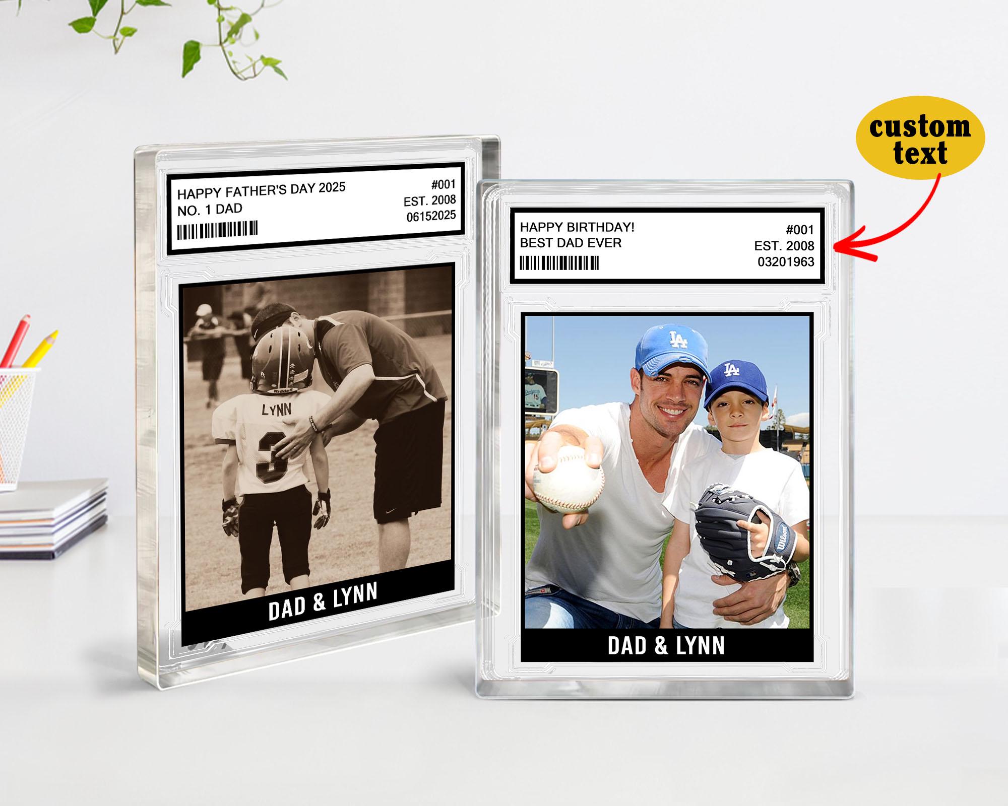 Personalized Fathers Day Gift For Dad, Father Day Card Style Acrylic Block, Baseball Dad Gift, Custom Photo Acylic Block, Gift For Husband
