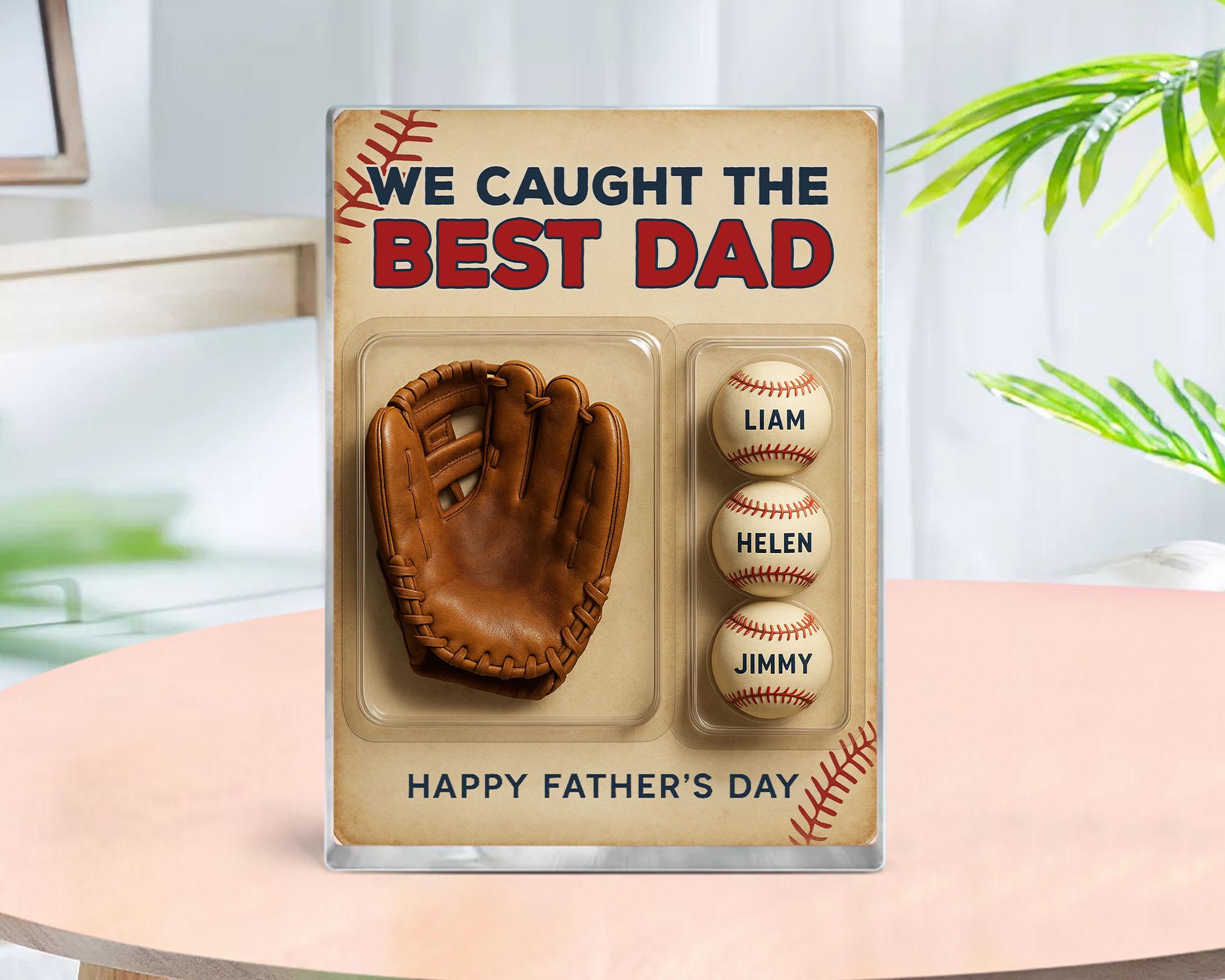 Fathers Day Gift For Dad, Baseball Gift, We Caught The Best Dad Baseball Gift, Custom Dad Gifts, Baseball Glove Toy Box, Gift For Husband