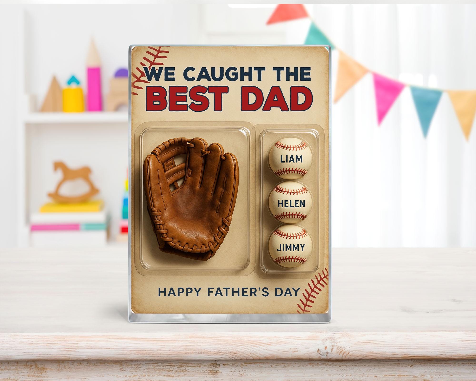 Fathers Day Gift For Dad, Baseball Gift, We Caught The Best Dad Baseball Gift, Custom Dad Gifts, Baseball Glove Toy Box, Gift For Husband