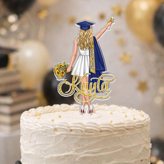 Custom Graduation Cake Topper For Girls, Class Of 2026 Cake Topper, Grad Party Decor, Senior Gift For Daughter, Graduation Gifts For Her