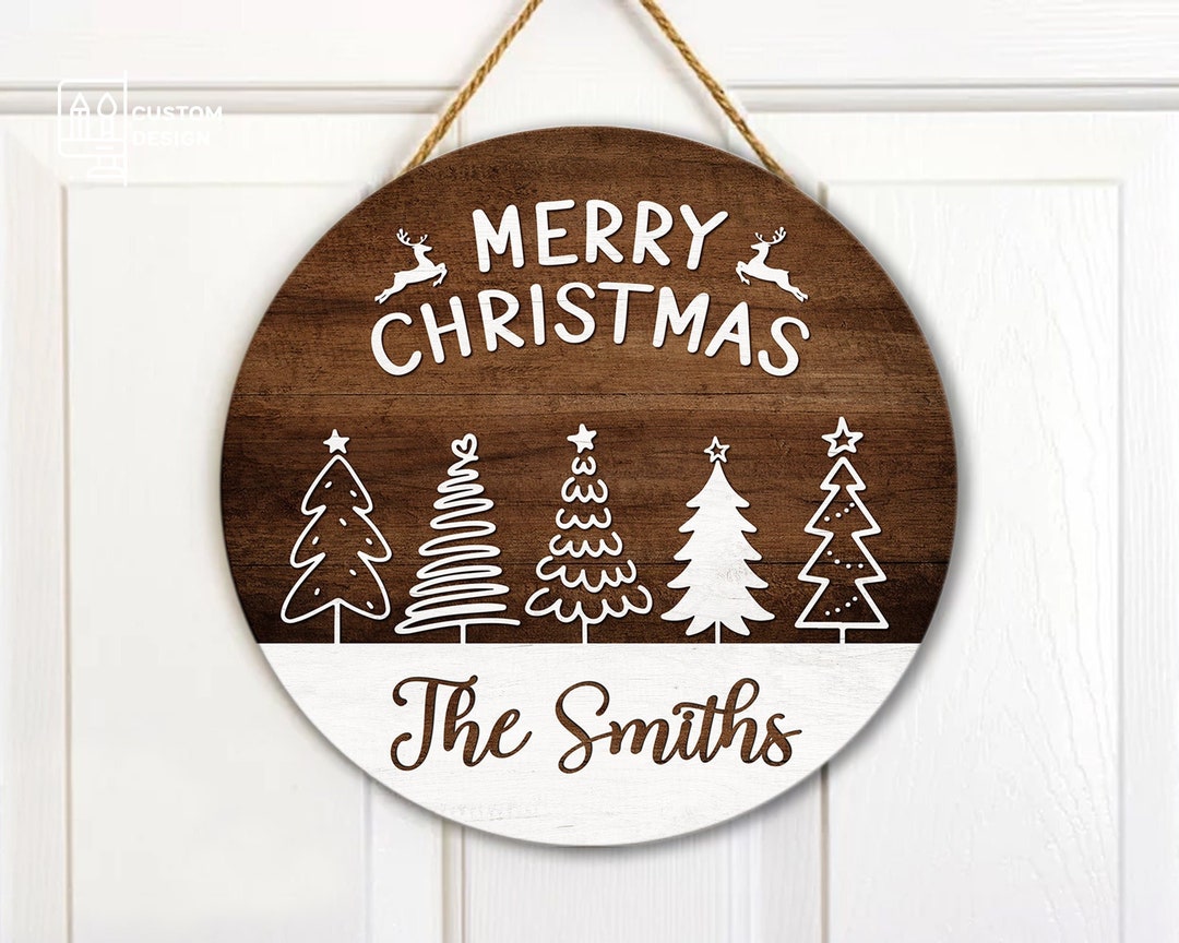 Personalized Christmas Door Hanger, Merry Christmas Sign, Christmas