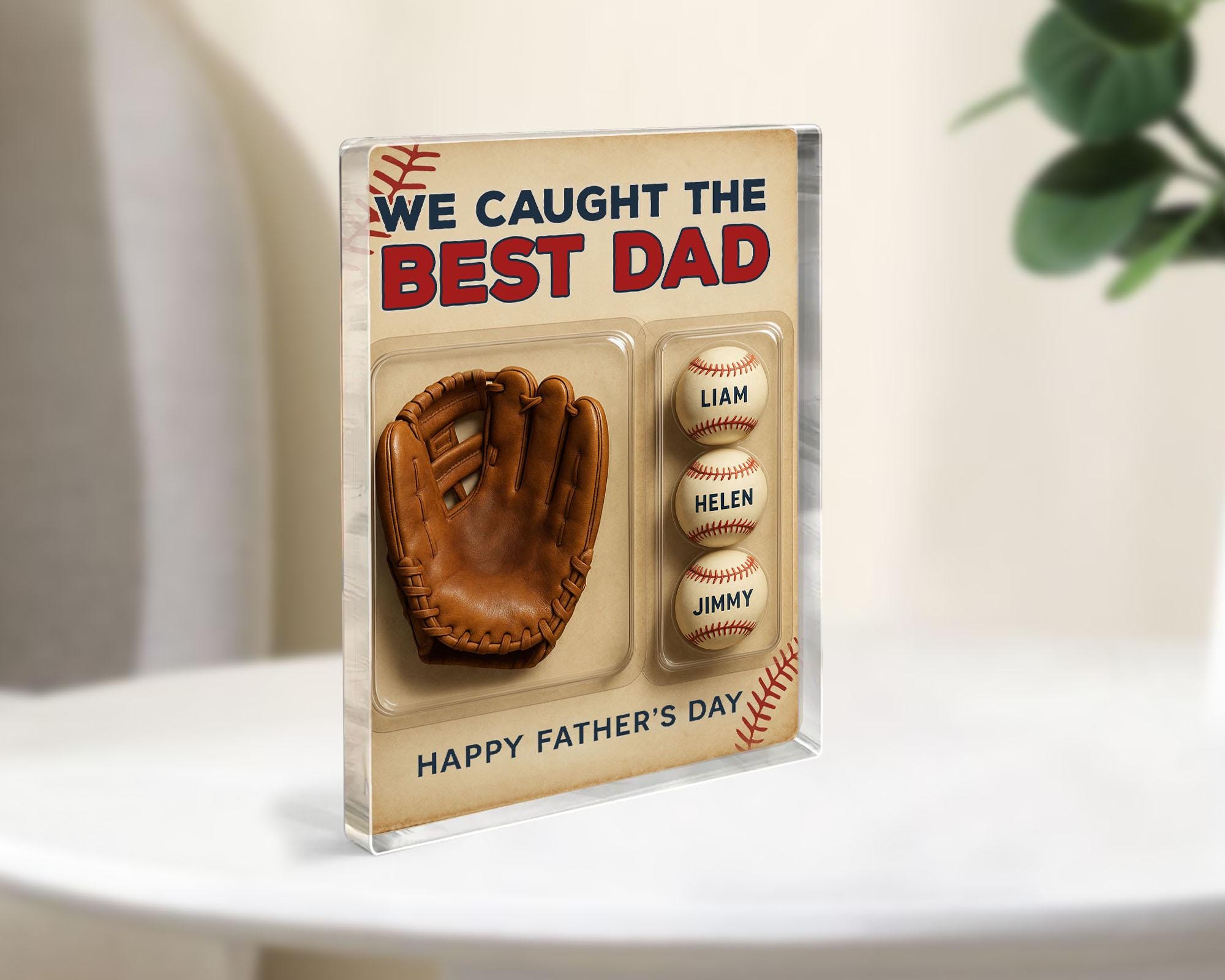 Fathers Day Gift For Dad, Baseball Gift, We Caught The Best Dad Baseball Gift, Custom Dad Gifts, Baseball Glove Toy Box, Gift For Husband