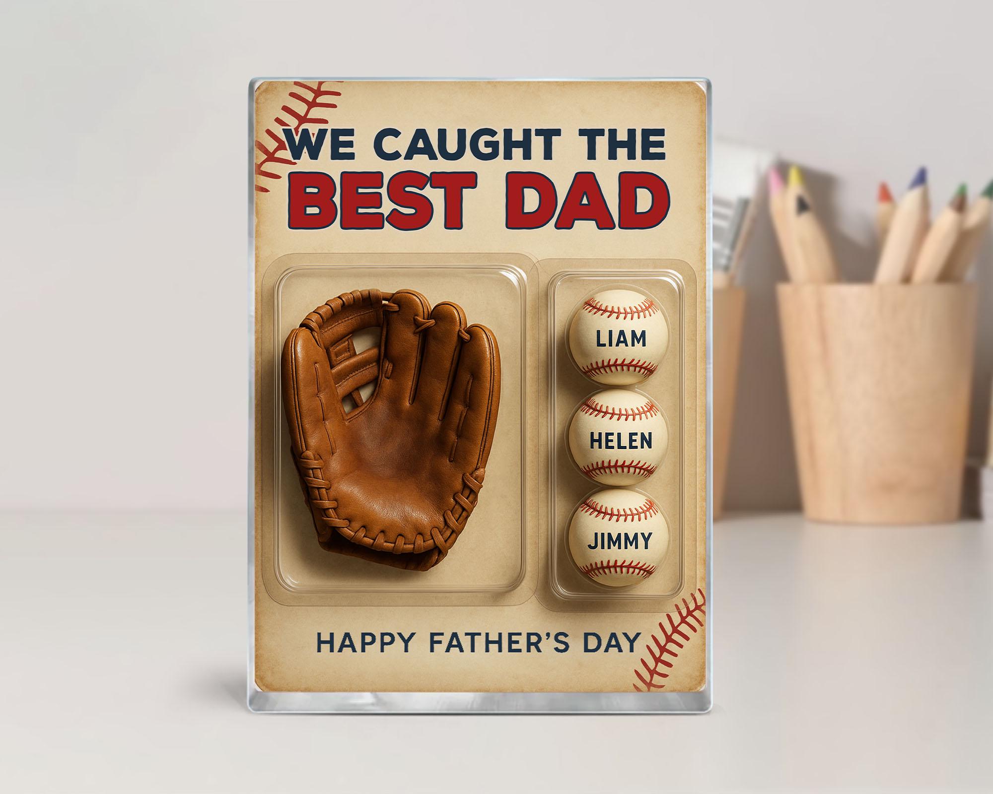 Fathers Day Gift For Dad, Baseball Gift, We Caught The Best Dad Baseball Gift, Custom Dad Gifts, Baseball Glove Toy Box, Gift For Husband