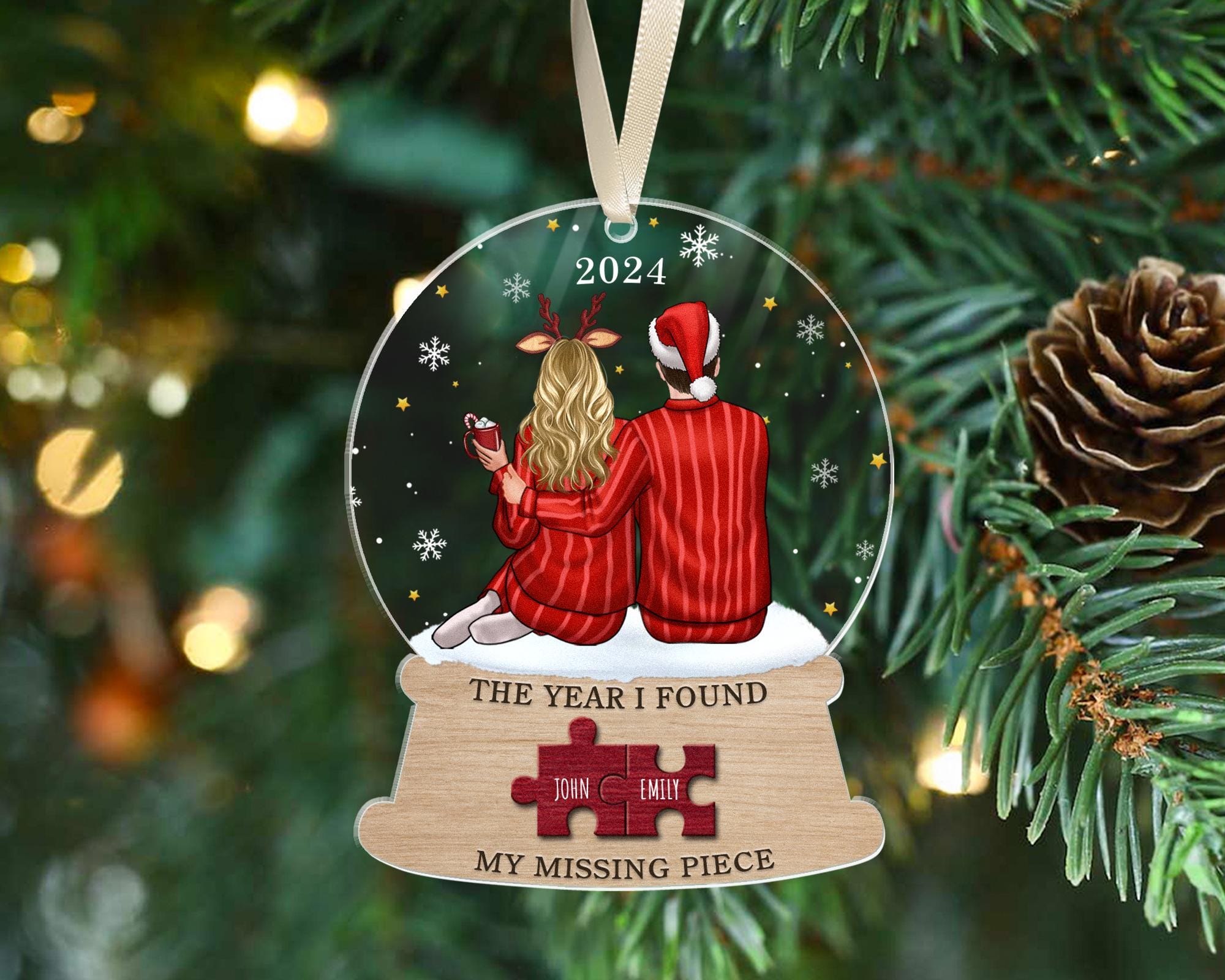 The Year I Found My Missing Piece, Custom Couple Ornament, Couple Gift Personalized, Couple Keepsake 2024, Couple Christmas Ornaments