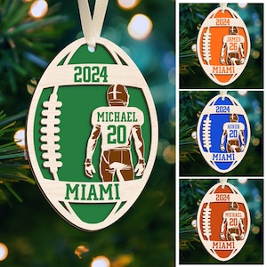 Personalized Football Player Ornament, Christmas Gifts For Football Player, Custom Football Keepsake, Football Team Gift, Football Mom Gift