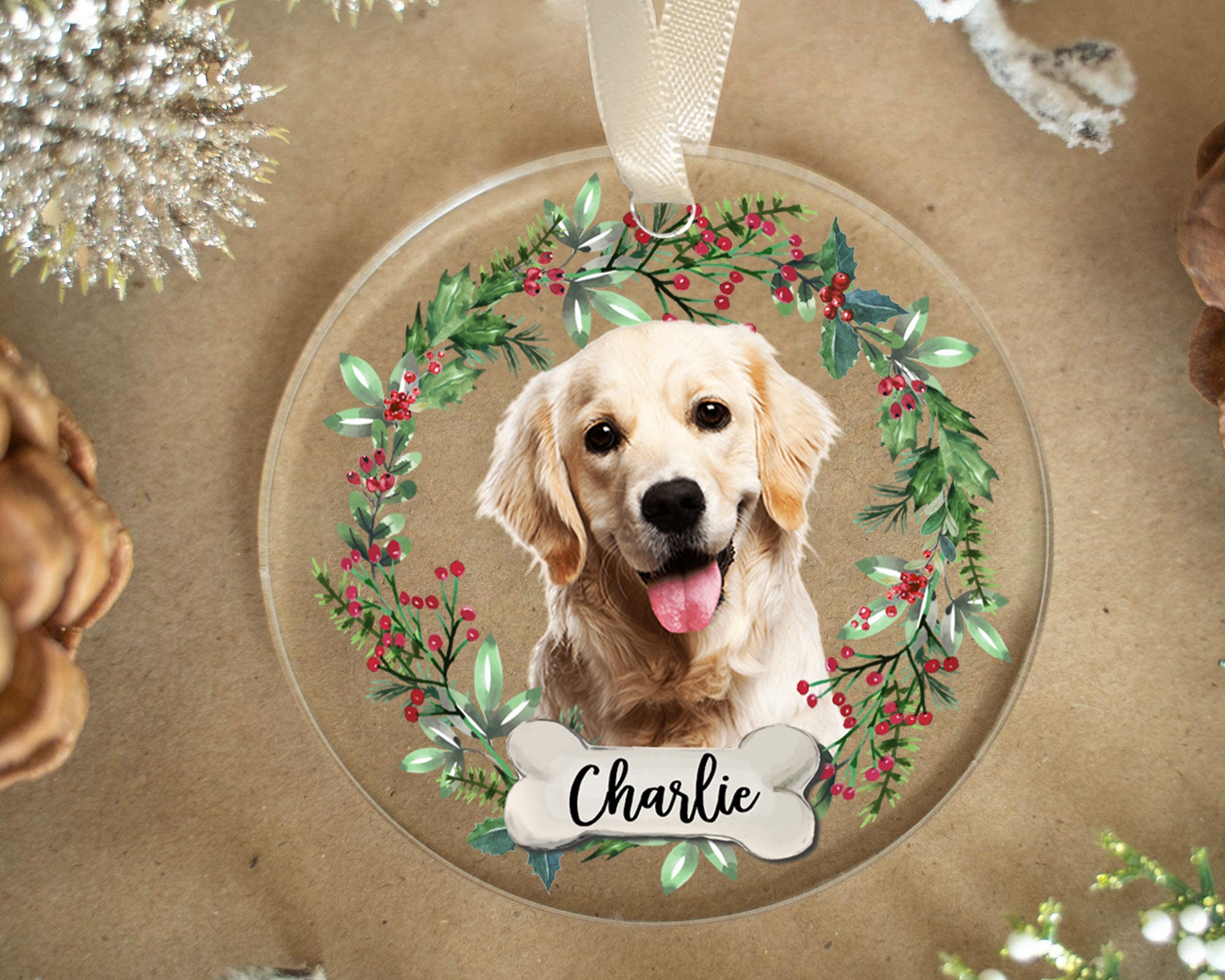 Custom Dog Ornament, Personalized Dog Photo Ornament, Dog Christmas ...