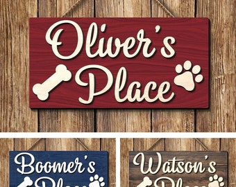 Personalized 3D Dog Name Sign, Custom Dog Name Sign, Gift for Dog Lovers, Dog Paw Crate Sign, Dog Food Area Sign, Dog Kennel Sign, Dog Gifts