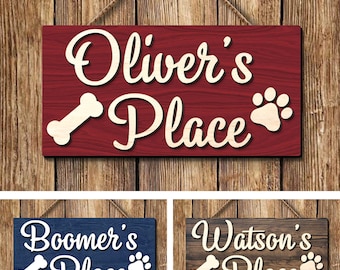 Personalized 3D Dog Name Sign, Custom Dog Name Sign, Gift for Dog Lovers, Dog Paw Crate Sign, Dog Food Area Sign, Dog Kennel Sign, Dog Gifts