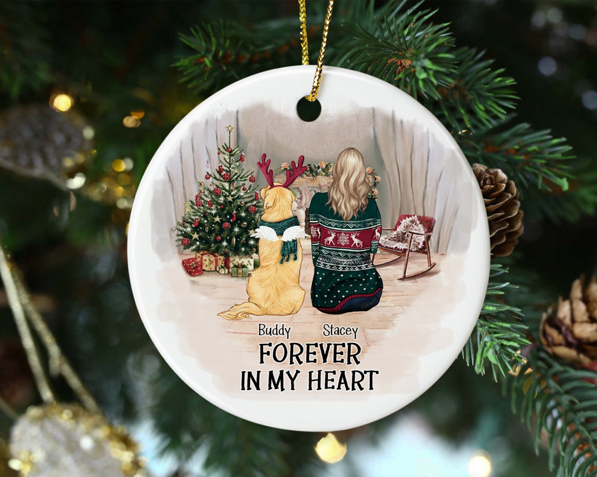 Ornament - PERSONALIZED RED Forever in our Hearts - 3x3in Ornament - PERSONALIZED RED Forever in our Hearts - 3x3in