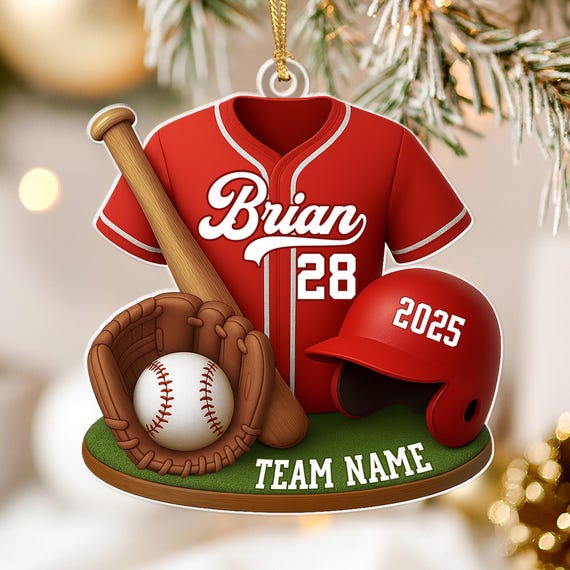 Custom Baseball Ornament, Personalized Baseball Player Ornament, Baseball Team Gift, Baseball Keepsake, Christmas Gifts for Baseball Lover