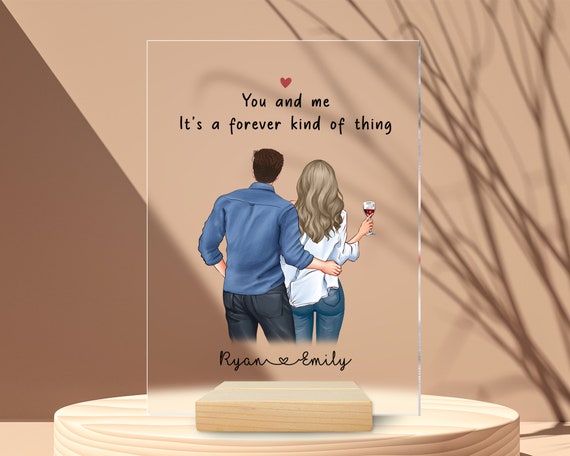 You And Me It's A Forever Kind Of Thing, Couple Kissing Happy Valentine Day Heart Shaped Acrylic Plaque Designed By Bedspread Tim
