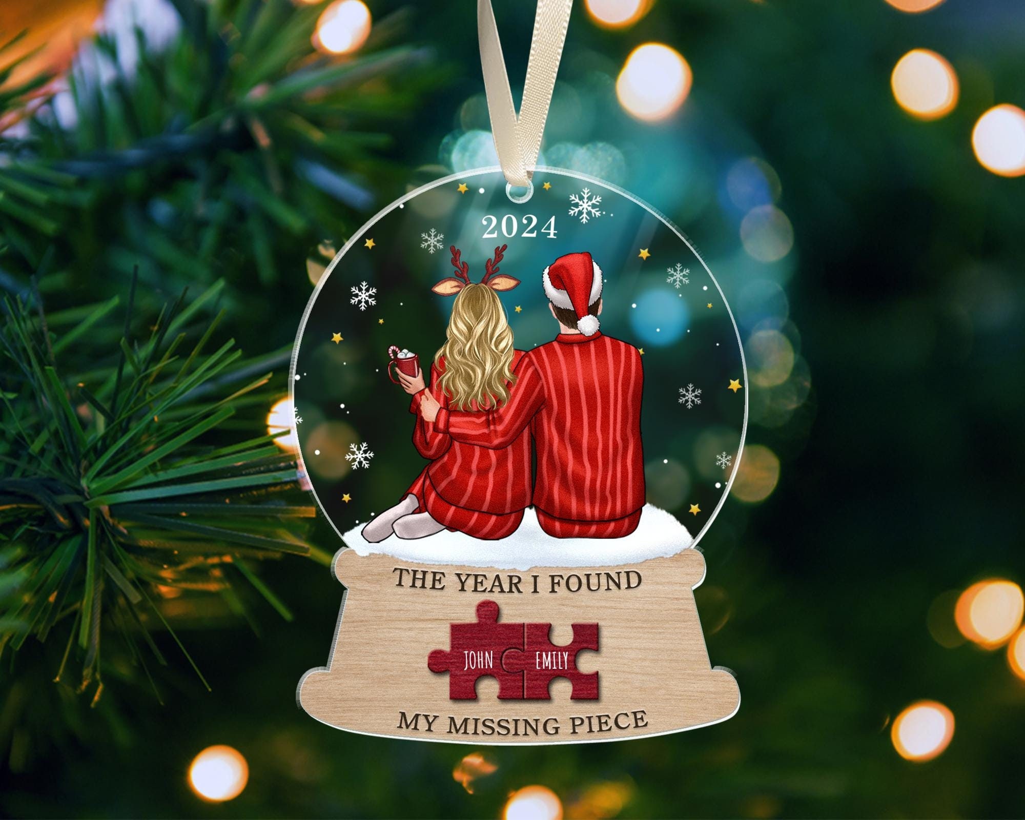 The Year I Found My Missing Piece, Custom Couple Ornament, Couple Gift Personalized, Couple Keepsake 2024, Couple Christmas Ornaments