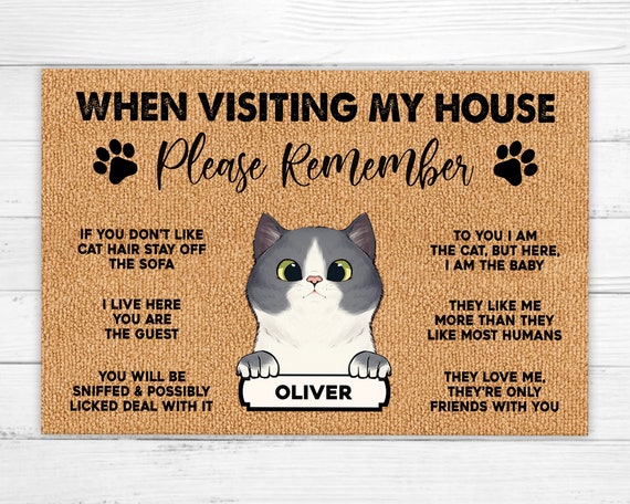 Custom Cat Doormat, Personalized Cat Mat, Cat Welcome Mat, Funny Cat Doormat, Housewarming Gifts, Cat Lover Gifts, When Visiting My Home