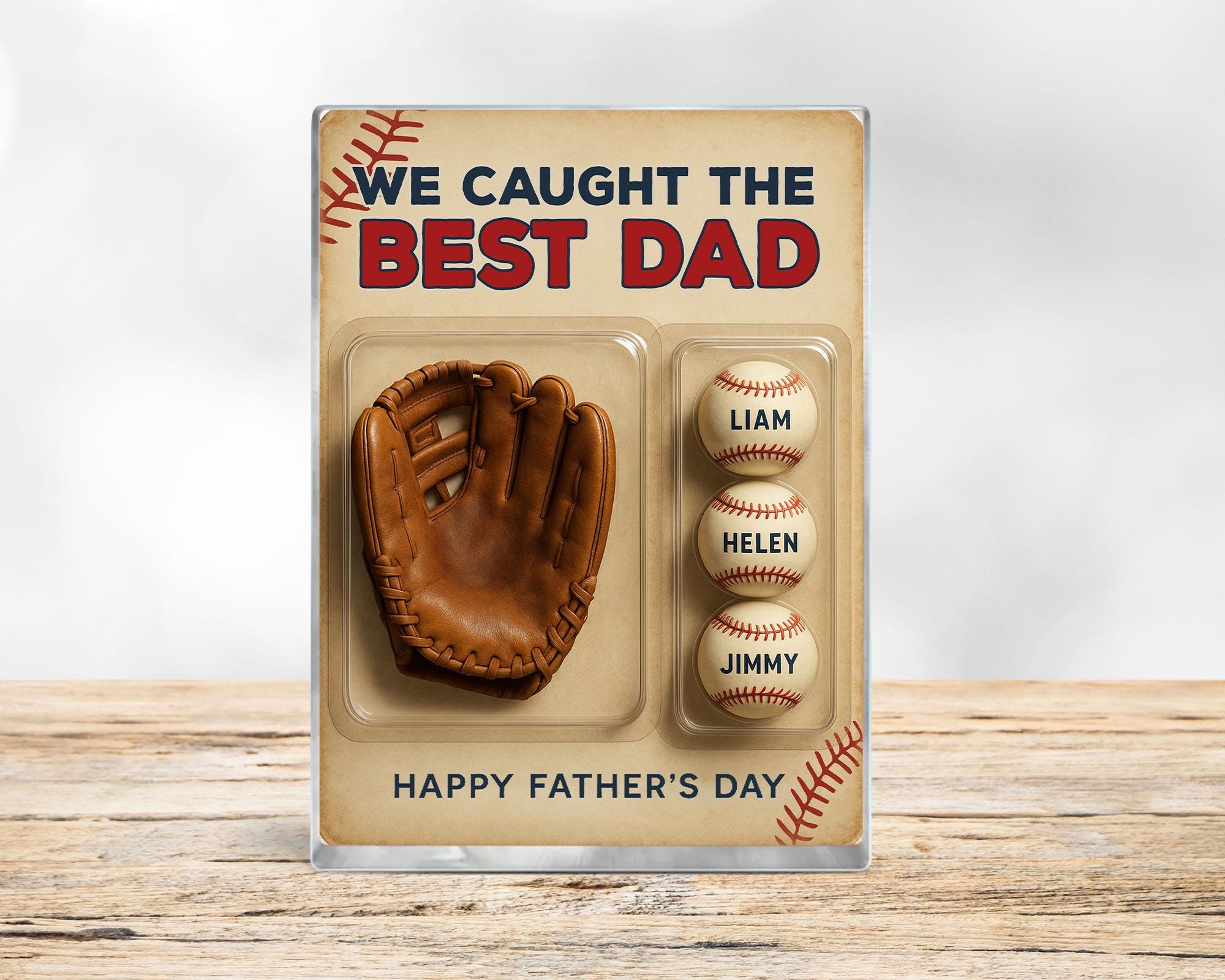 Fathers Day Gift For Dad, Baseball Gift, We Caught The Best Dad Baseball Gift, Custom Dad Gifts, Baseball Glove Toy Box, Gift For Husband