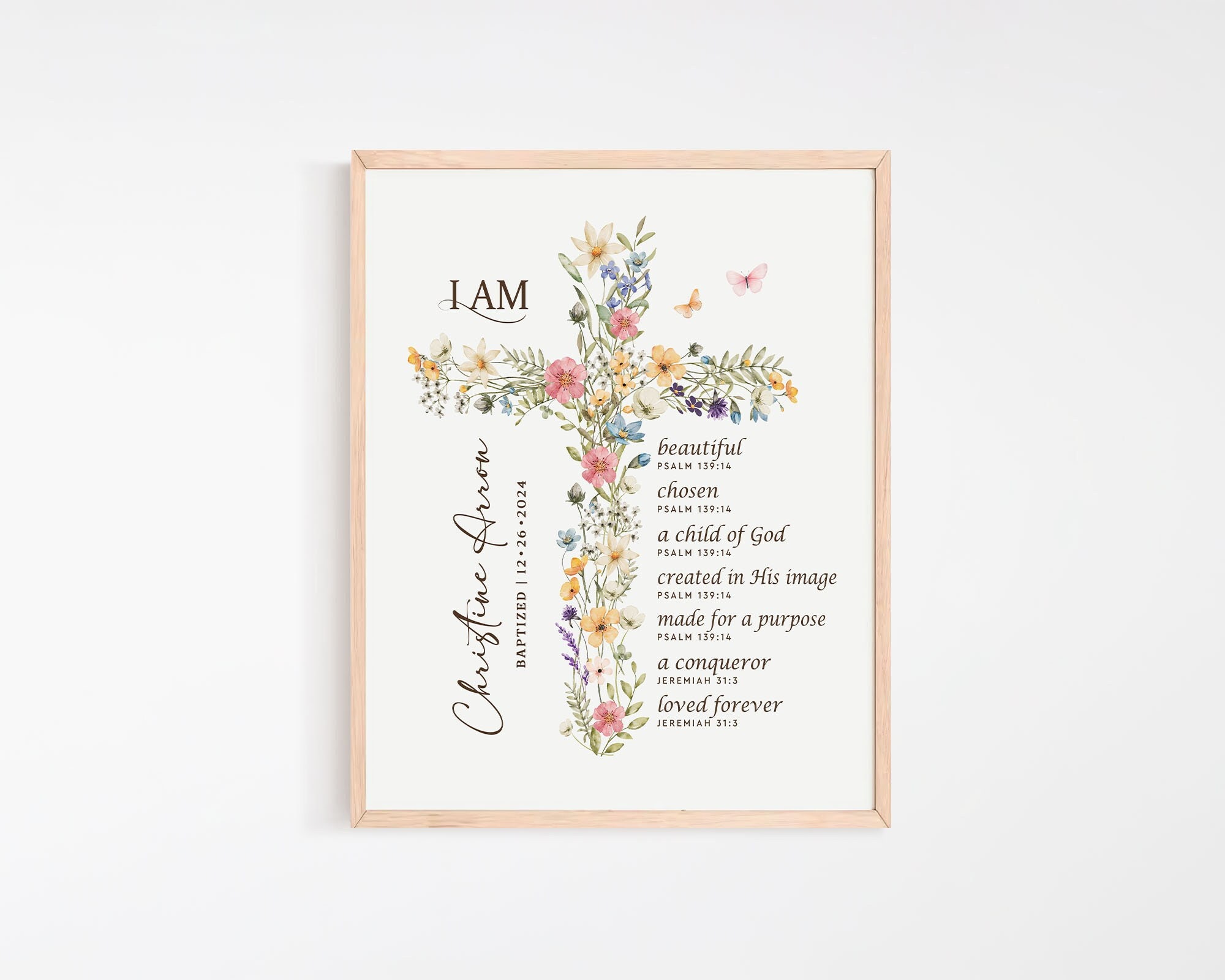 Baptism Gift Girl, Personalized Baptism Sign, Baptism Wall Art, Custom Baby Art Print, Nursery Decor, Goddaughter Gift, Baby Girl Gift
