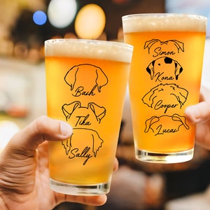 Personalized Dog Dad Beer Glass, Custom Dog Ear Pint Glass 16oz With Name, Pet Lover Gift, Dog Dad Gift, Dog Ear Mug, Pet Owner Beer Glass