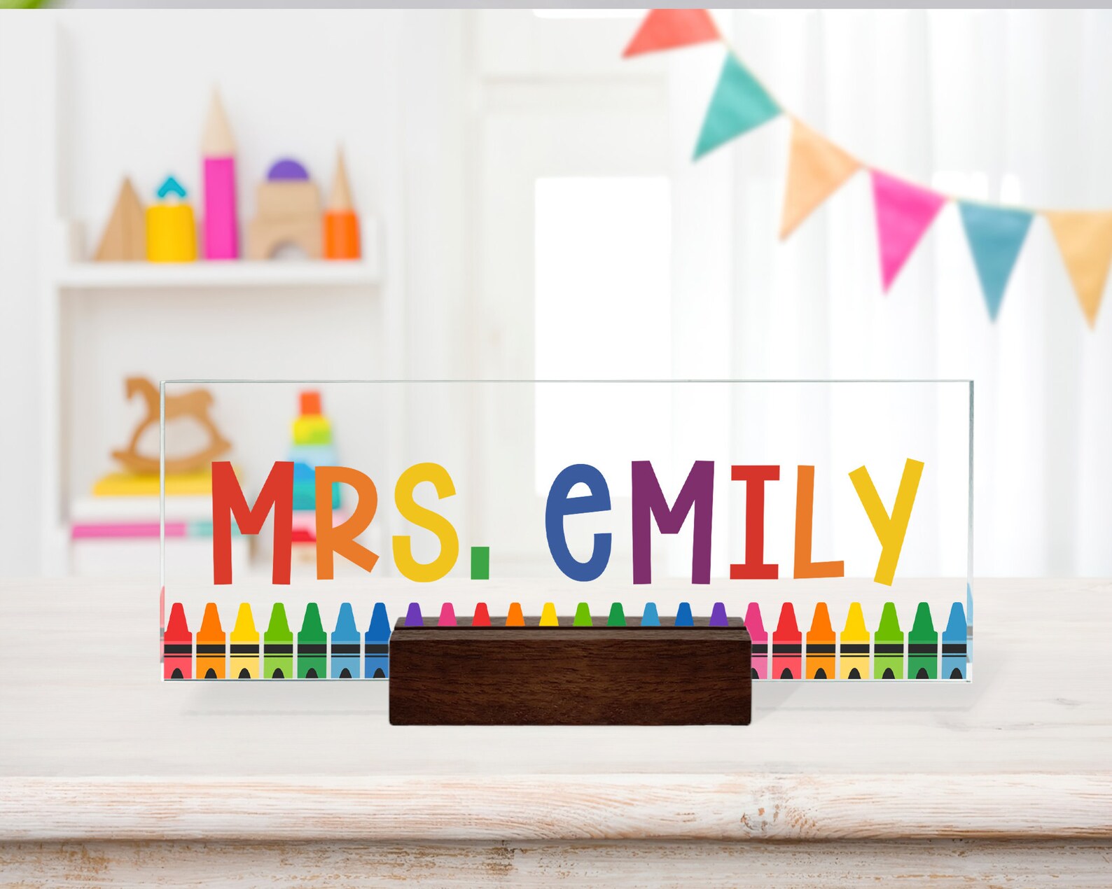 Personalized Desk Name Plate - 2.5" X 8" Crystal Clear Acrylic, 17 Styles, Gift Box, USA Made By ACRYLUXE