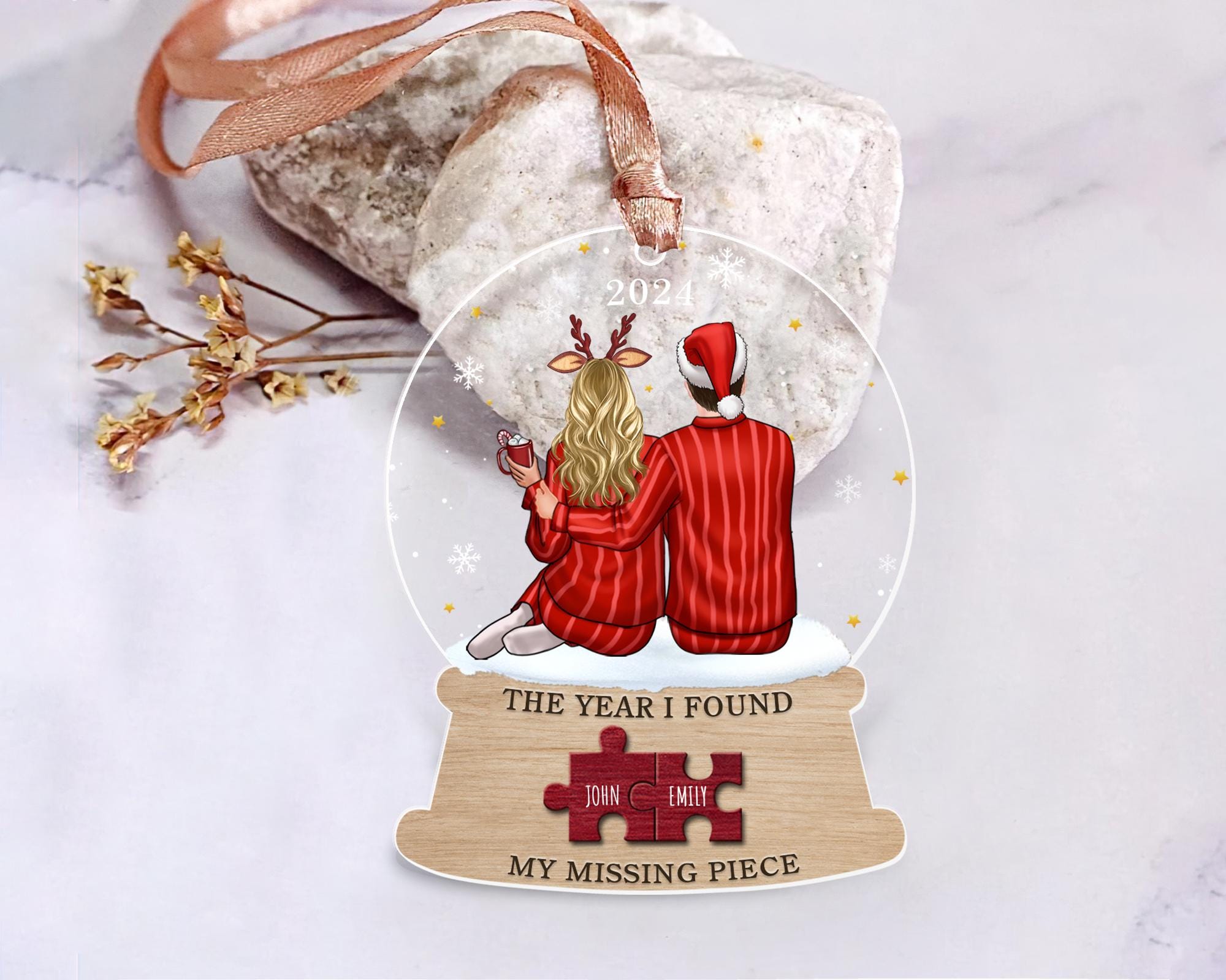 The Year I Found My Missing Piece, Custom Couple Ornament, Couple Gift Personalized, Couple Keepsake 2024, Couple Christmas Ornaments