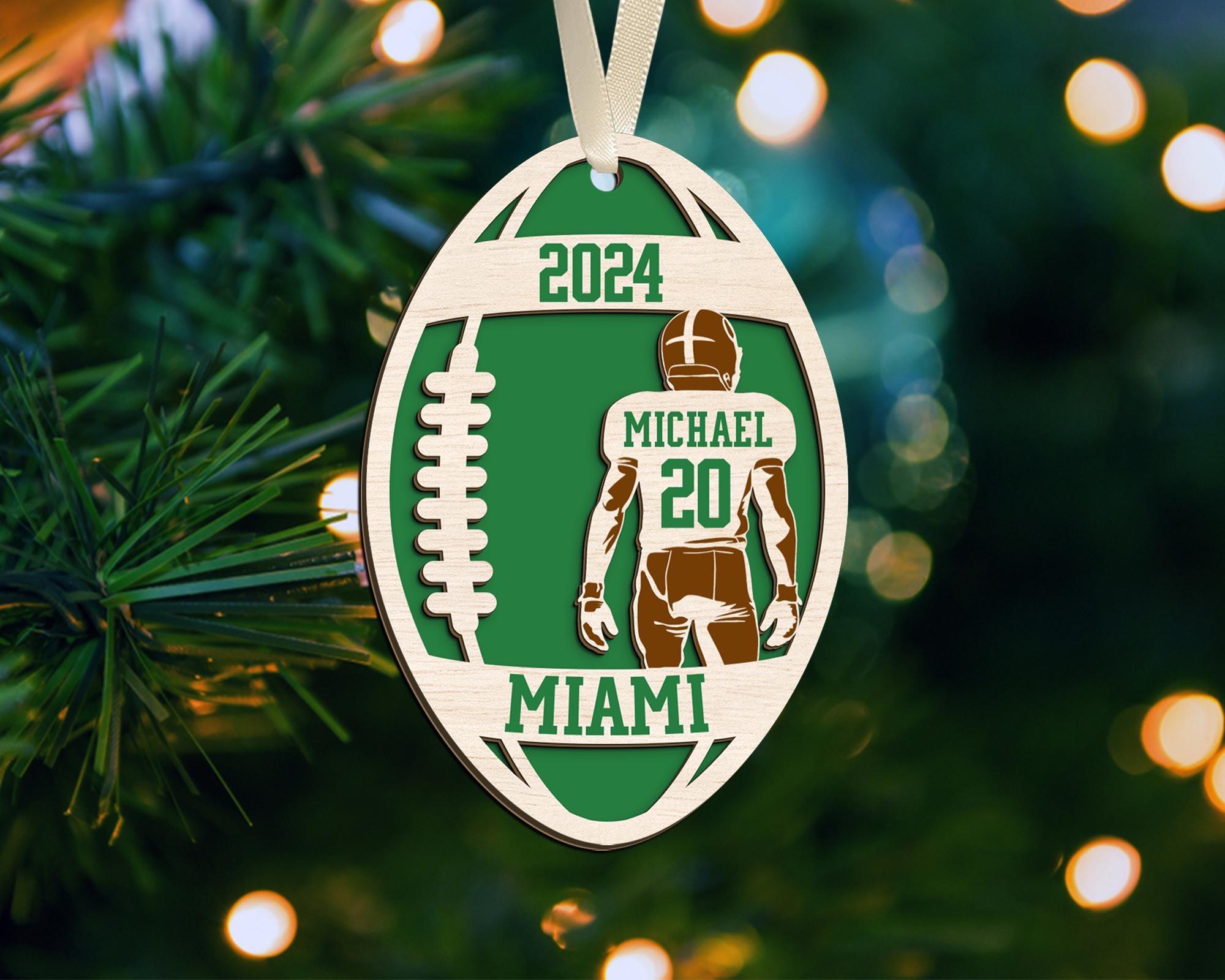 Personalized Football Player Ornament, Christmas Gifts For Football Player, Custom Football Keepsake, Football Team Gift, Football Mom Gift