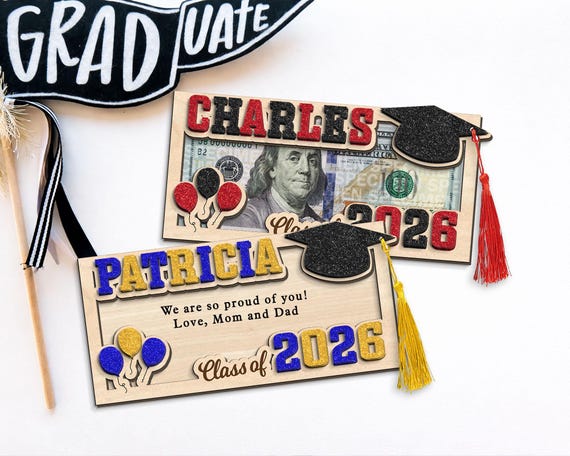 FREE TASSEL Graduation Money Holder, Personalized Grad Cash Holder Gift, Gift for Graduates, High School Senior Party Gift, College Grad
