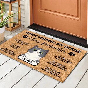 Custom Cat Doormat, Personalized Cat Mat, Cat Welcome Mat, Funny Cat Doormat, Housewarming Gifts ...