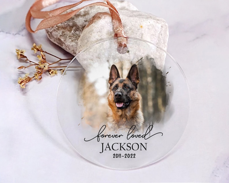 Dog Memorial Ornament, Custom Dog Photo Ornament, Pet Memorial Gifts, Dog Christmas Ornaments, Dog Loss Keepsake, Forever Loved Ornament Acrylic Ornament