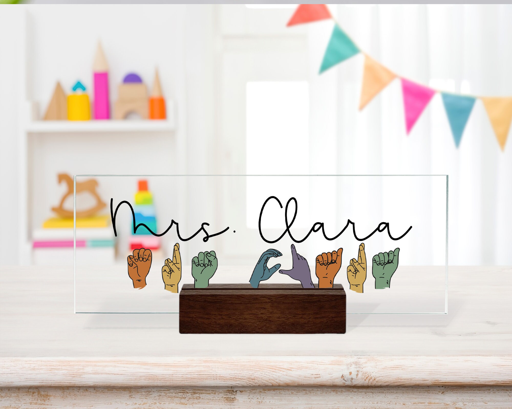 Personalized Sign Language Desk Nameplate, Sign Language Gift, ASL Gift ...
