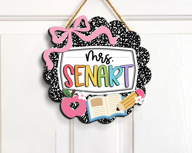 Personalized Teacher Door Sign, Back To School Gift, Classroom Decor, Teacher Door Hanger, New Teacher Gifts, Custom 3D Teacher Sign