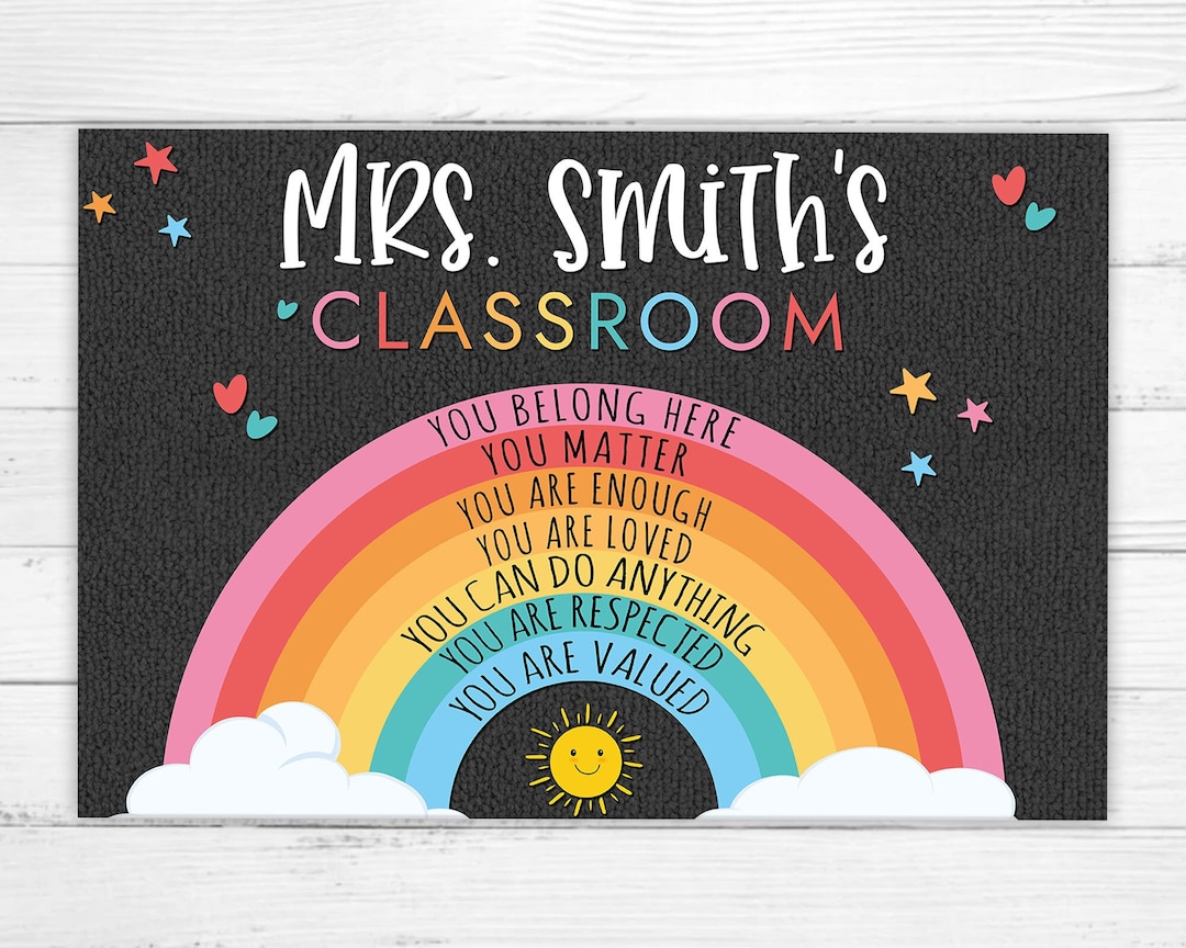 Personalized Teacher Rug, Teacher Doormat, Classroom Decor, Teacher Welcome Mat, Teacher Door ...
