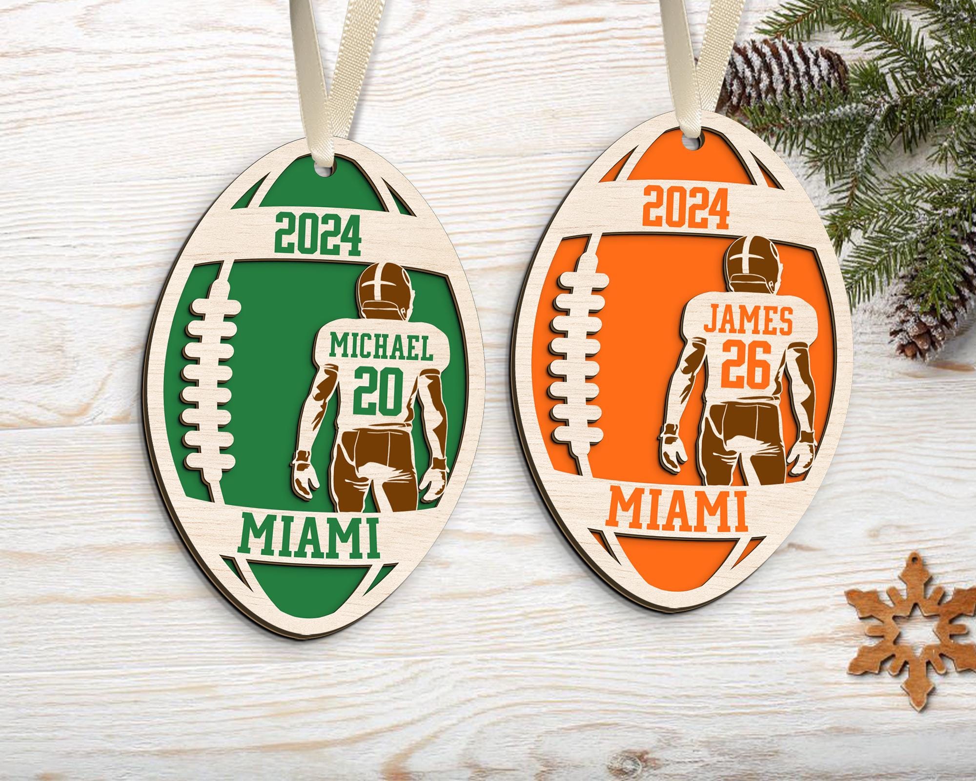 Personalized Football Player Ornament, Christmas Gifts For Football Player, Custom Football Keepsake, Football Team Gift, Football Mom Gift