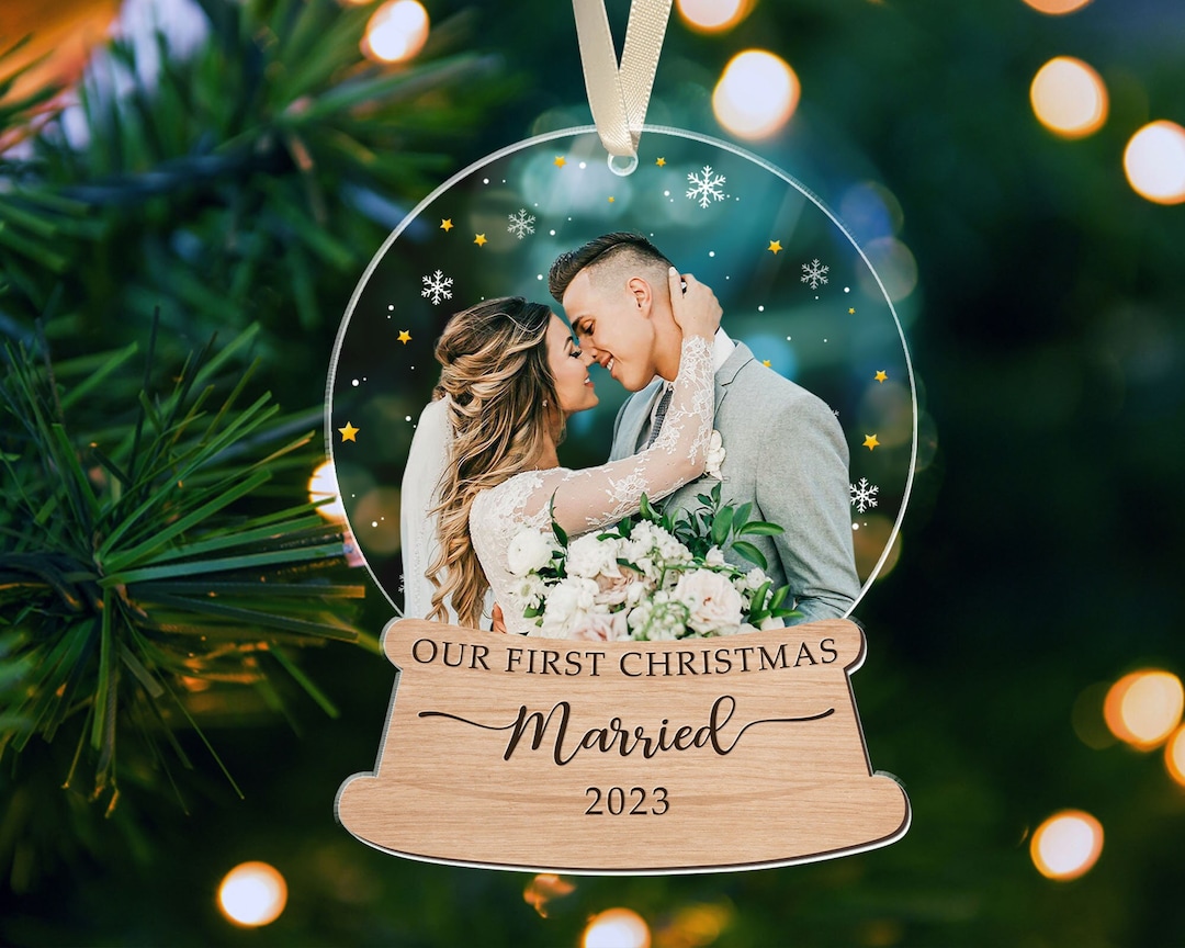 First Christmas Married Ornament, Personalized Couple Ornament, Just ...
