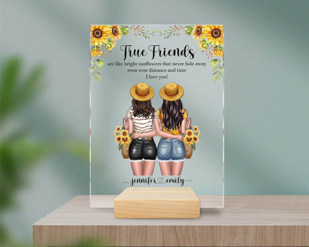 Personalized Autumn Besties Acrylic Plaque - Gift Idea For Best Friends With Up To 4 Friends - Best Friends Are The Sisters We Choose For Ourselves