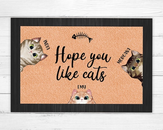 Custom Cat Doormat, Personalized Cat Mat, Cat Funny Mat, Cat Welcome Doormat, Hope You Like Cat, Cat Mom Gifts, Gifts For Cat Lover