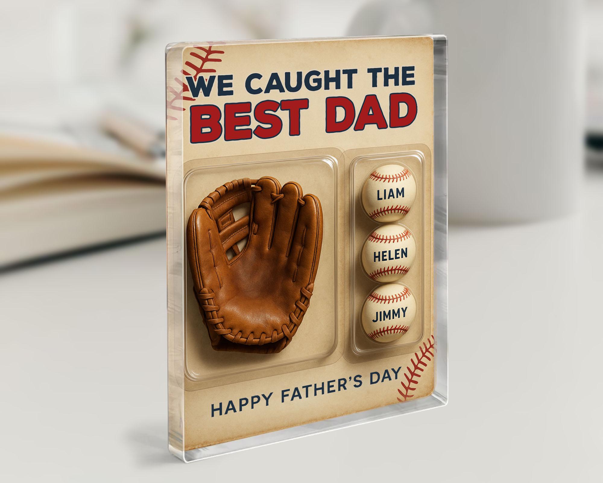 Fathers Day Gift For Dad, Baseball Gift, We Caught The Best Dad Baseball Gift, Custom Dad Gifts, Baseball Glove Toy Box, Gift For Husband