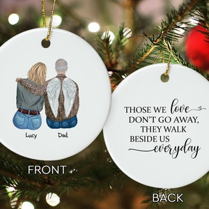 Personalized Dad Memorial Ornament, Father Daughter Ornament, In Loving Memory Of Dad, Thinking Of You, Loss Of Dad Keepsake, Sympathy Gift