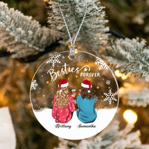 Ornaments For Friends Custom Long Distance Wood Ornament - Personalized Best Friend Christmas Birthday Gifts For Women Besties Sisters Bff Besties Beyond Distance Friends Ornaments For Christmas Tree