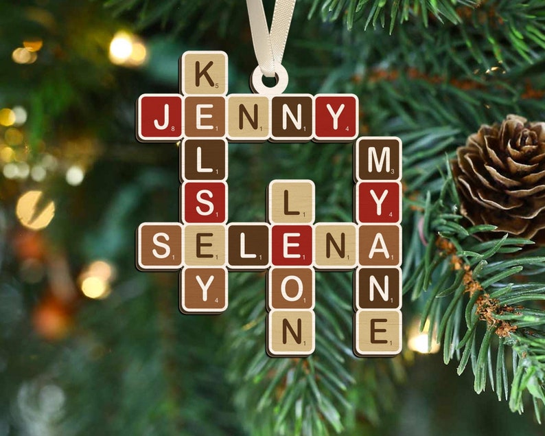 Personalized Scrabble Ornament, Family Ornament 2024, Custom Name