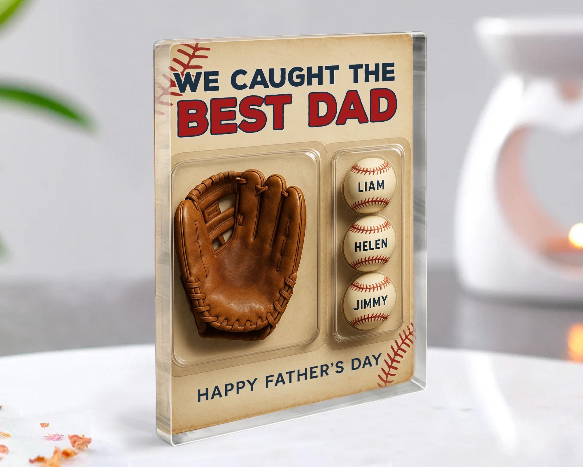 Fathers Day Gift For Dad, Baseball Gift, We Caught The Best Dad Baseball Gift, Custom Dad Gifts, Baseball Glove Toy Box, Gift For Husband