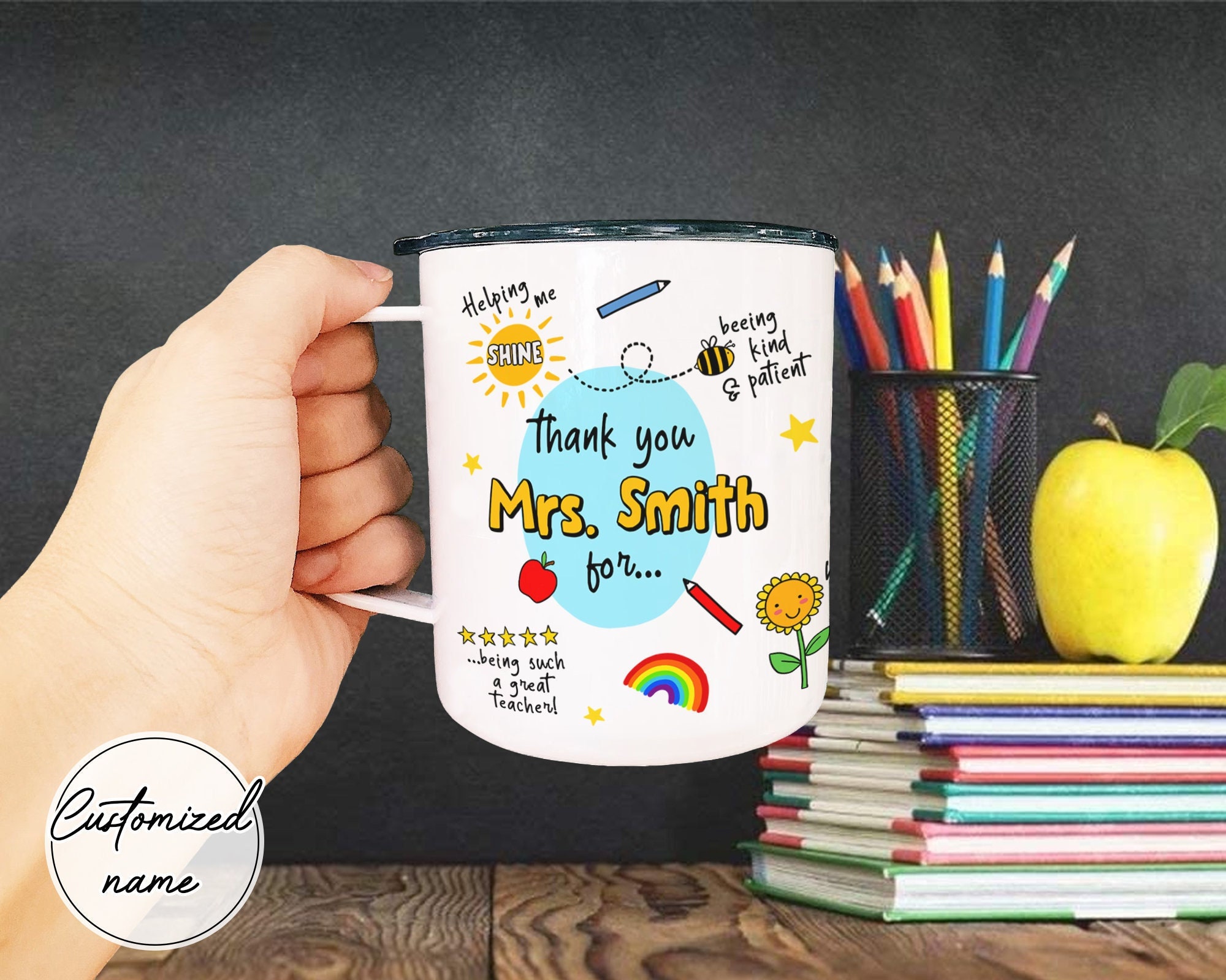 Teacher Gift, Personalized Mug for Teacher, Thank You Teacher Mug ...