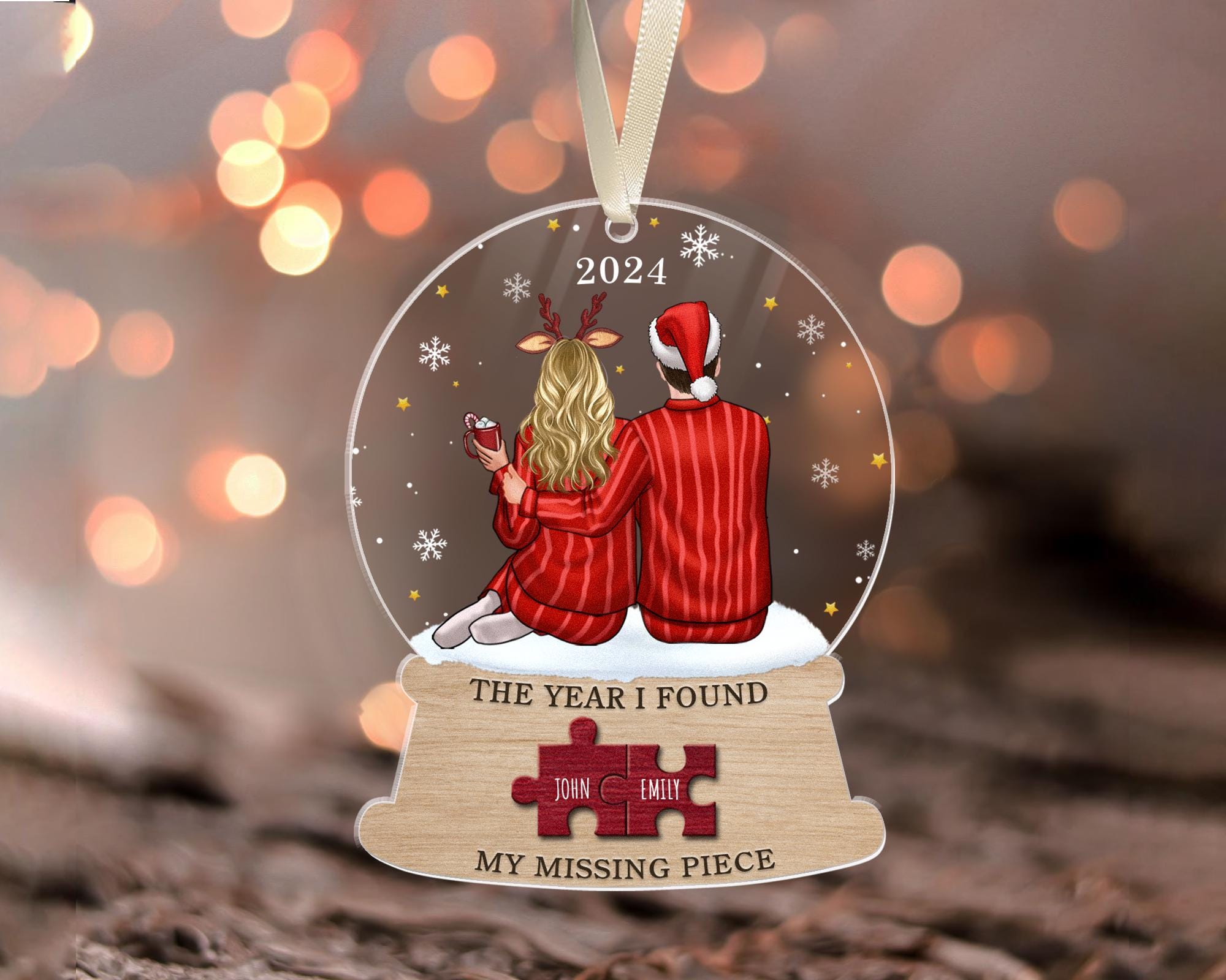 The Year I Found My Missing Piece, Custom Couple Ornament, Couple Gift Personalized, Couple Keepsake 2024, Couple Christmas Ornaments