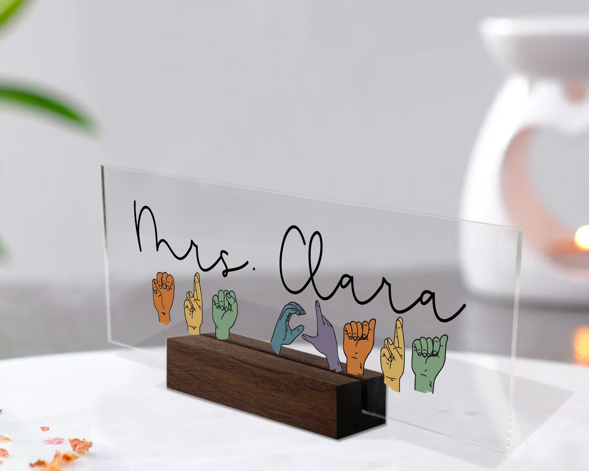 Personalized Sign Language Desk Nameplate, Sign Language Gift, ASL Gift ...