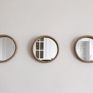  Espejo redondo, espejo de pared, espejo circular, espejo de  cuerda, espejo redondo para colgar, espejo de granja, espejo decorativo de  metal con cuerda para colgar para baño, dormitorio, sala de 