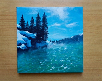 Acrylic Painting on Canvas / Winter Lake