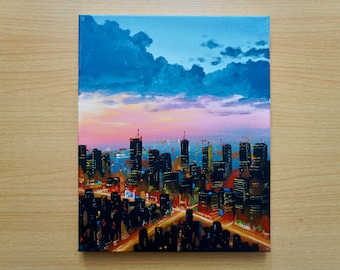 Sunset Cityscape Acrylic painting on canvas