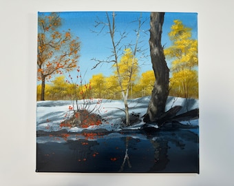Winter Forest Acrylic Painting on Canvas