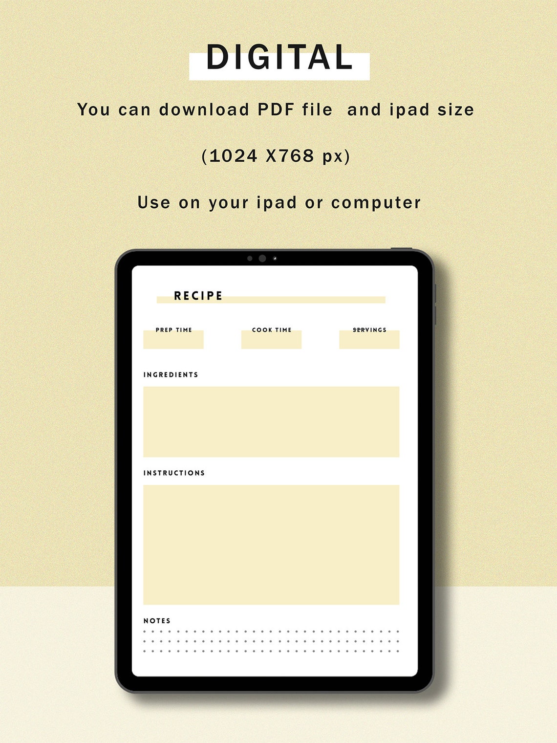 Recipe Card Printable Digital Goodnotes Notability Etsy