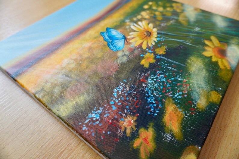 Butterfly With Flower Acrylic Painting on Canvas Etsy