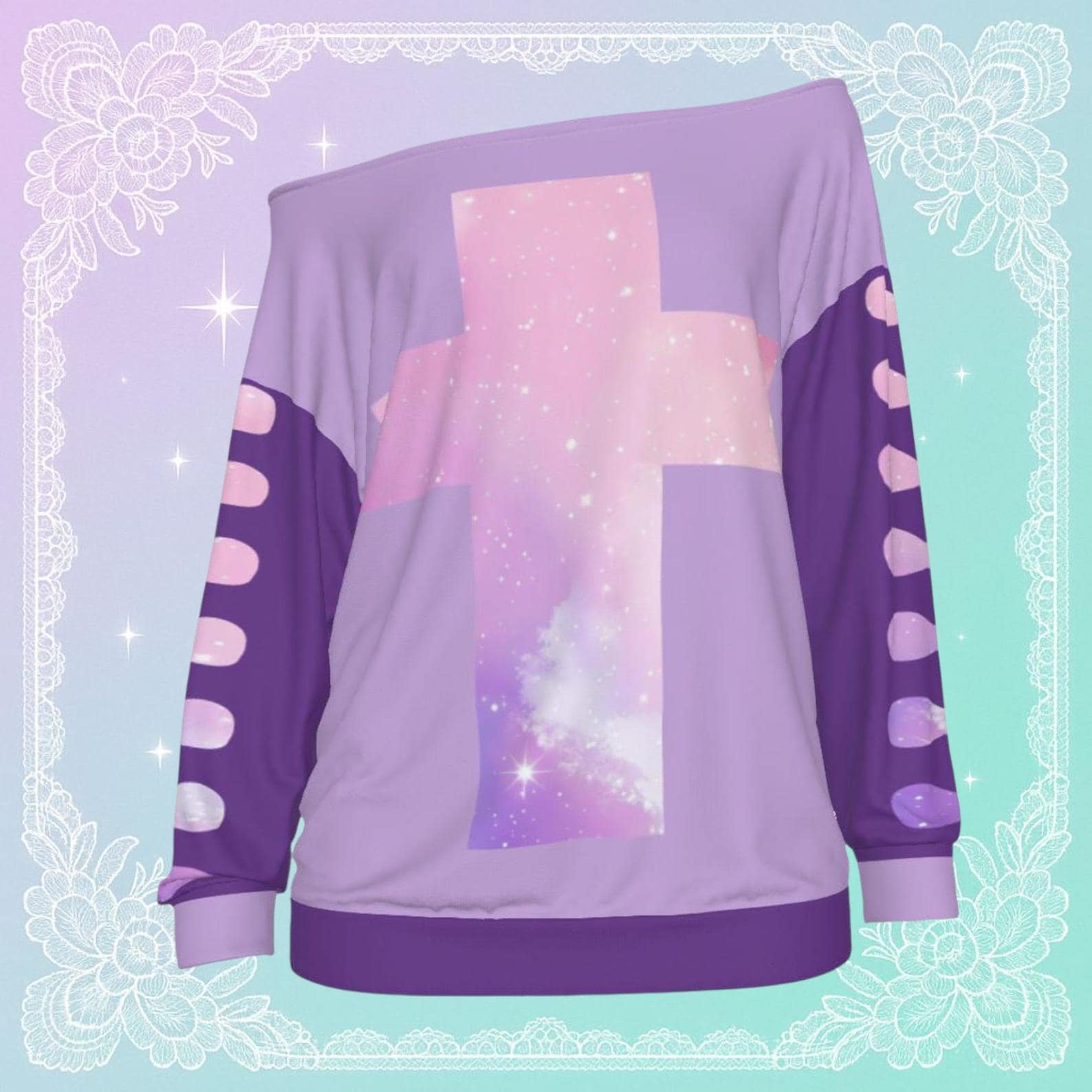 Galaxy Cross All-over Print Oversized Women's Off-shoulder